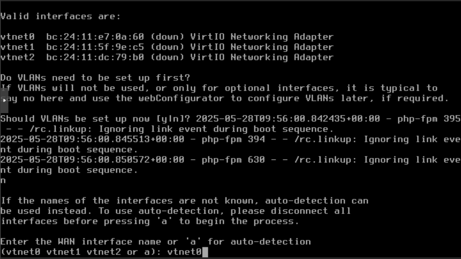pfSense setup - Select WAN Interface