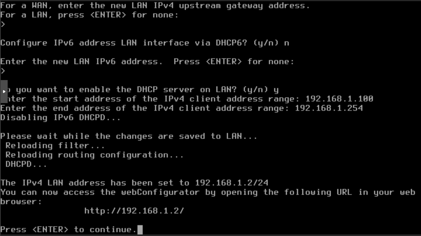 pfSense - webConfigurator available