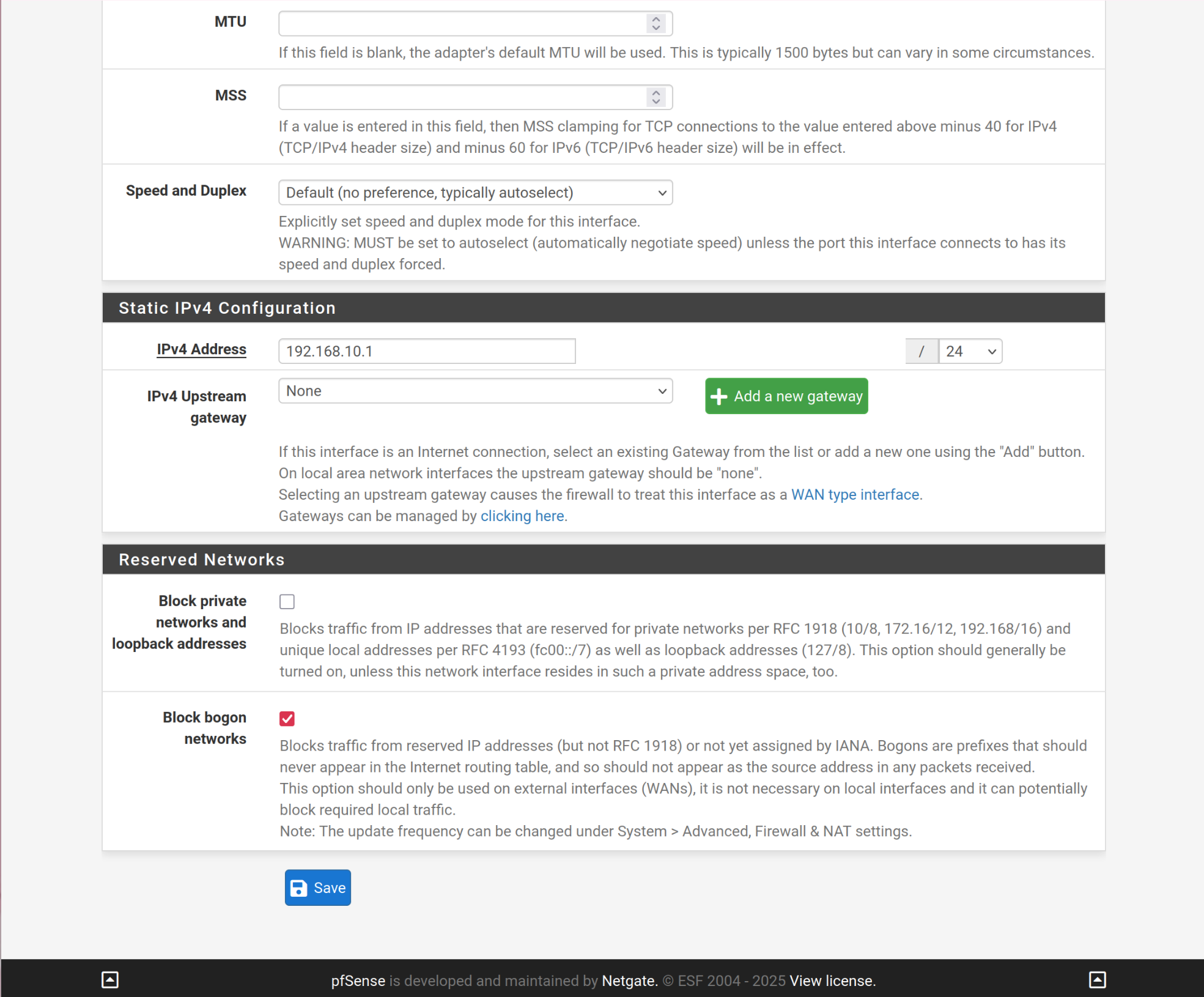vlan10 - Blocking bogon networks