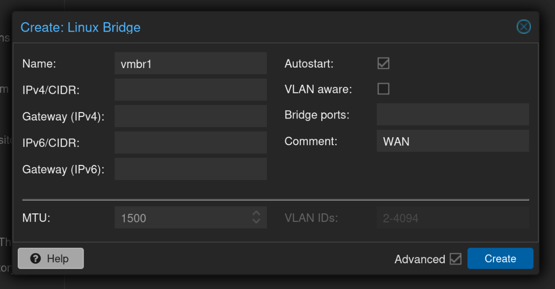Linux Bridge: vmbr1