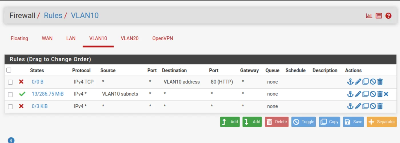 Configure firewall rules for LAN