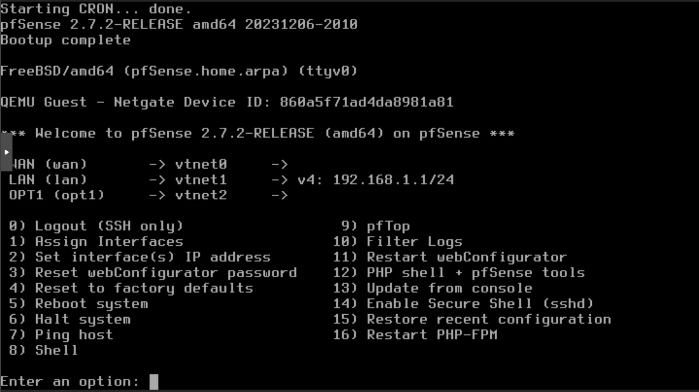pfSense - Welcome page