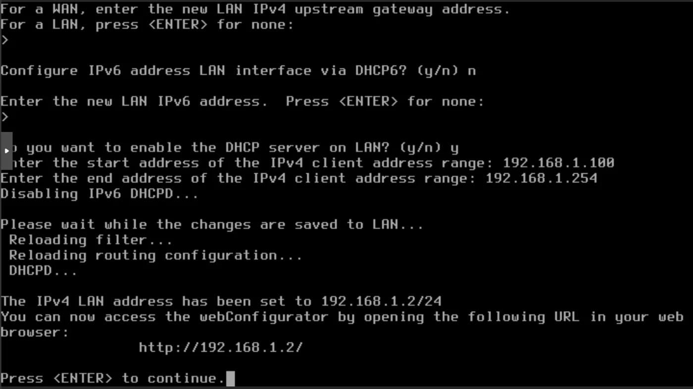 pfSense - webConfigurator available