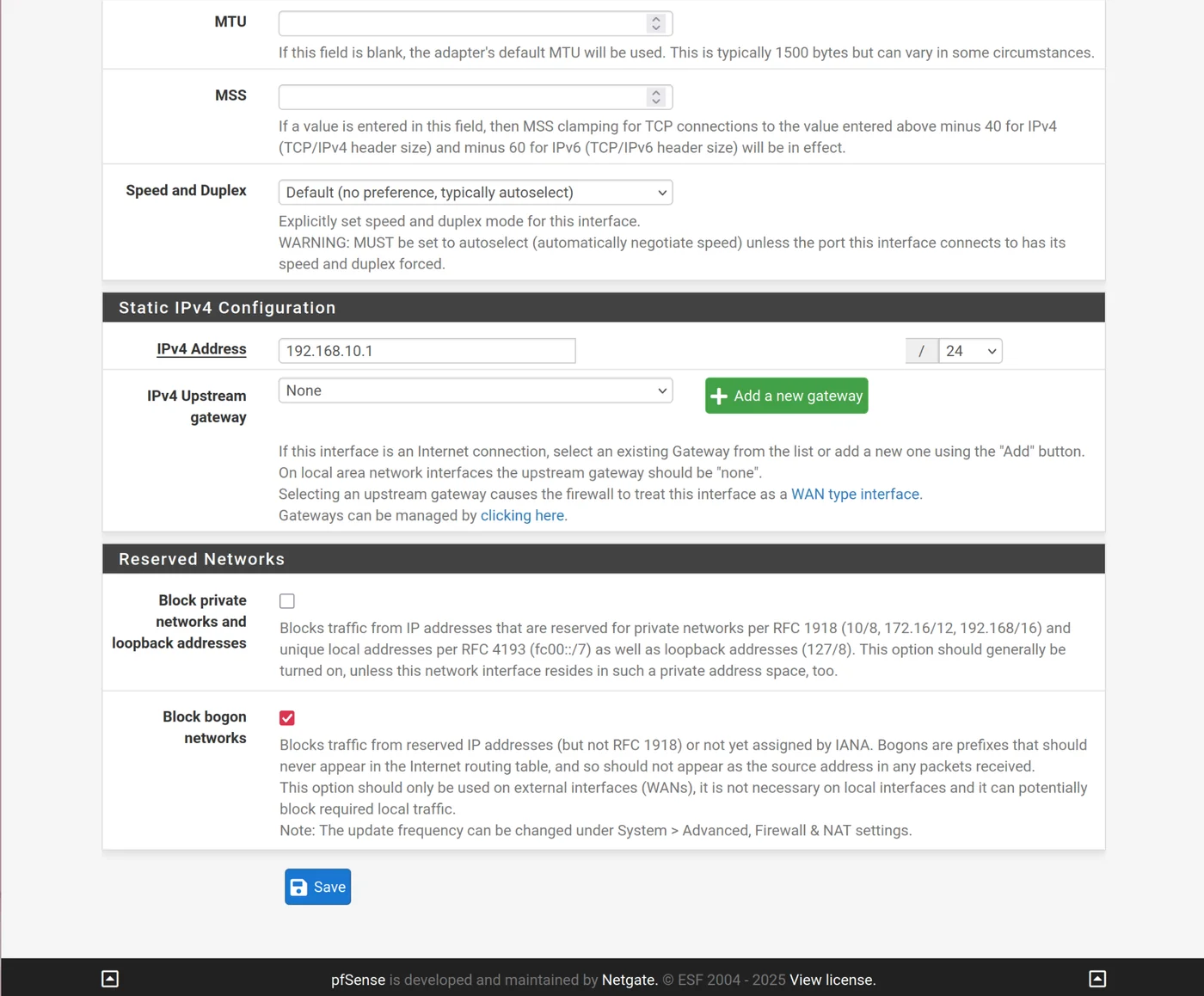 vlan10 - Block bogon networks